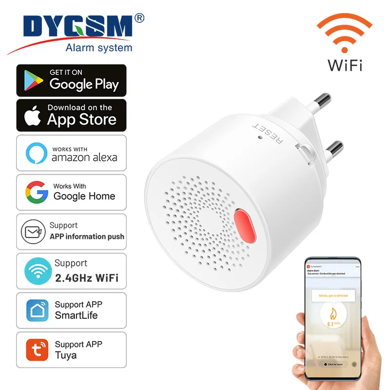 Tuya Smart Home Wifi naturalny czujnik gazu palny domowy inteligentny wykrywacz sygnalizator przecieku gaz LPG…