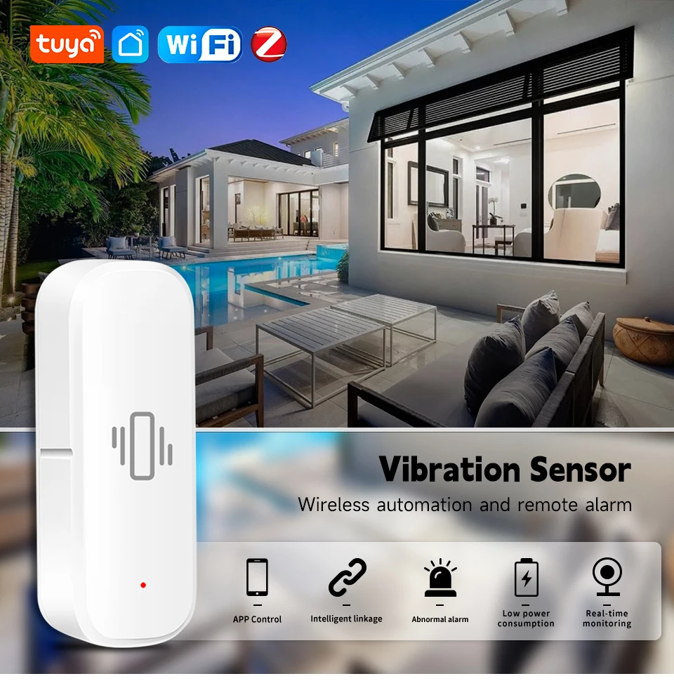 Tuya Smart Life czujnik wibracji ZigBee WiFi Tuya czujnik Monitor kontrola aplikacji ochrona bezpieczeństwa…