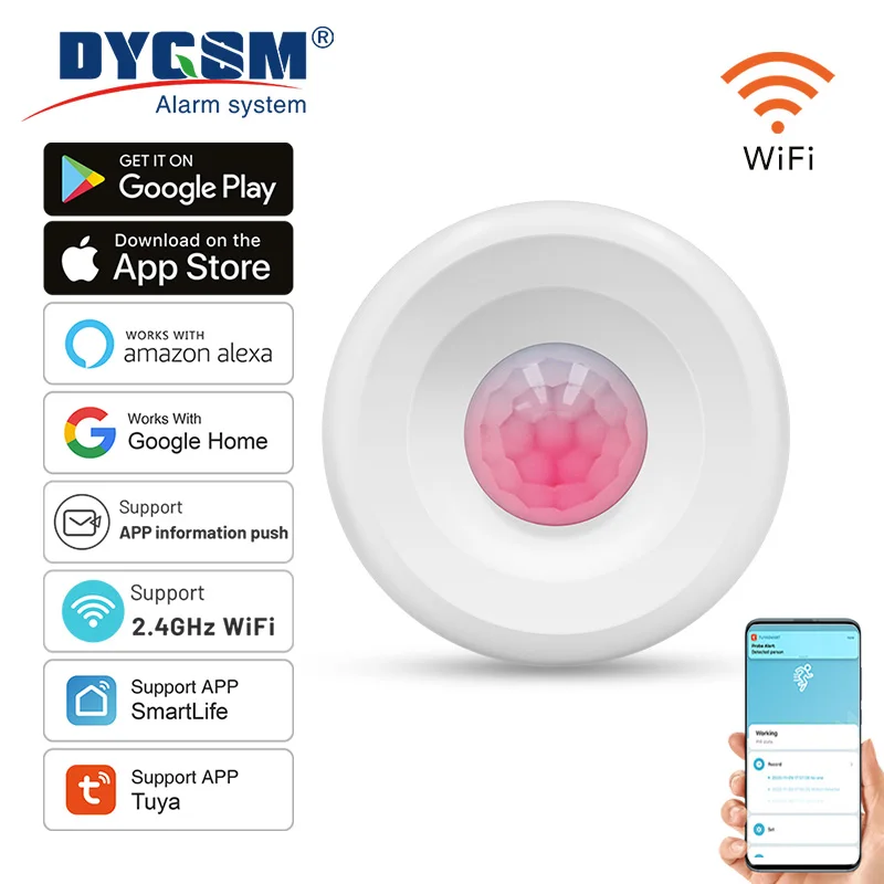 Tuya WiFi inteligentny czujnik wykrywania ruchu PIR bezpieczeństwo czujnik alarmu antywłamaniowego…