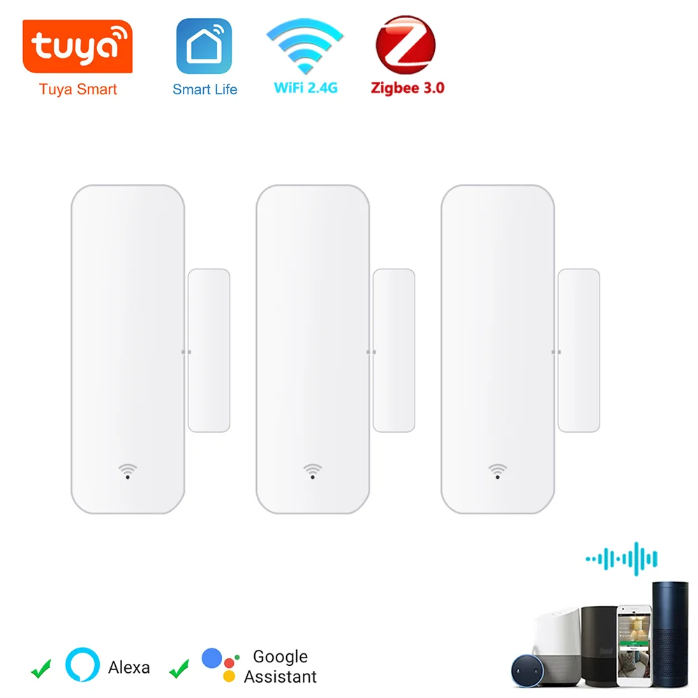 Tuya WiFi Zigbee Czujnik drzwi Czujnik kontaktowy Otwarty zamknięty Detektor Inteligentny alarm domowy Ochrona…
