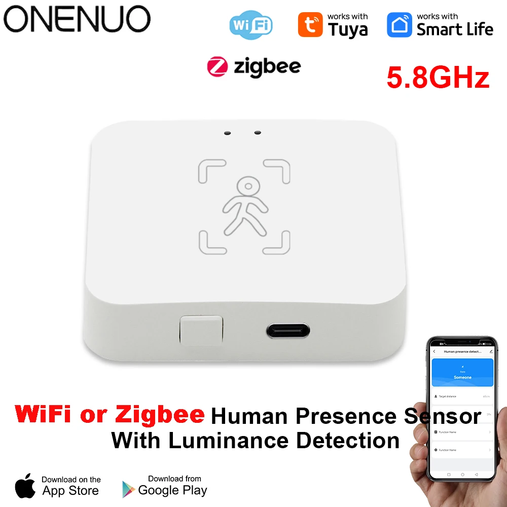 Tuya WiFi/Zigbee czujnik obecności człowieka MmWave detektor radarowy z czujnikiem jasności dla inteligentnego…