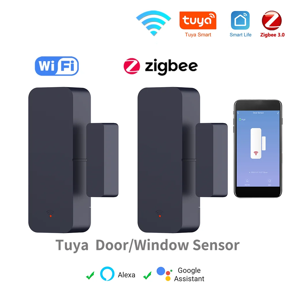 Tuya Zigbee Wifi czujnik drzwi czujnik wejścia do okna bezpieczeństwo antywłamaniowy czujnik magnetyczny Alarm…