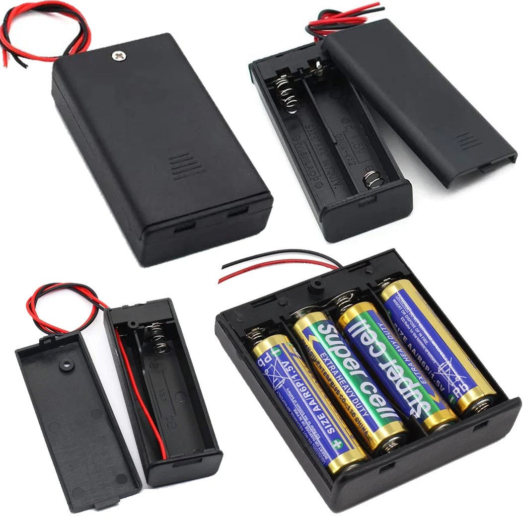 Uchwyt na baterie AA 1/2/3/4, pojemnik na baterie AA 1,5 V/3 V/4,5 V/6 V z przewodami… Uchwyt na baterie AA 1/2/3/4, pojemnik na baterie AA 1,5 V/3 V/4,5 V/6 V z przewodami…