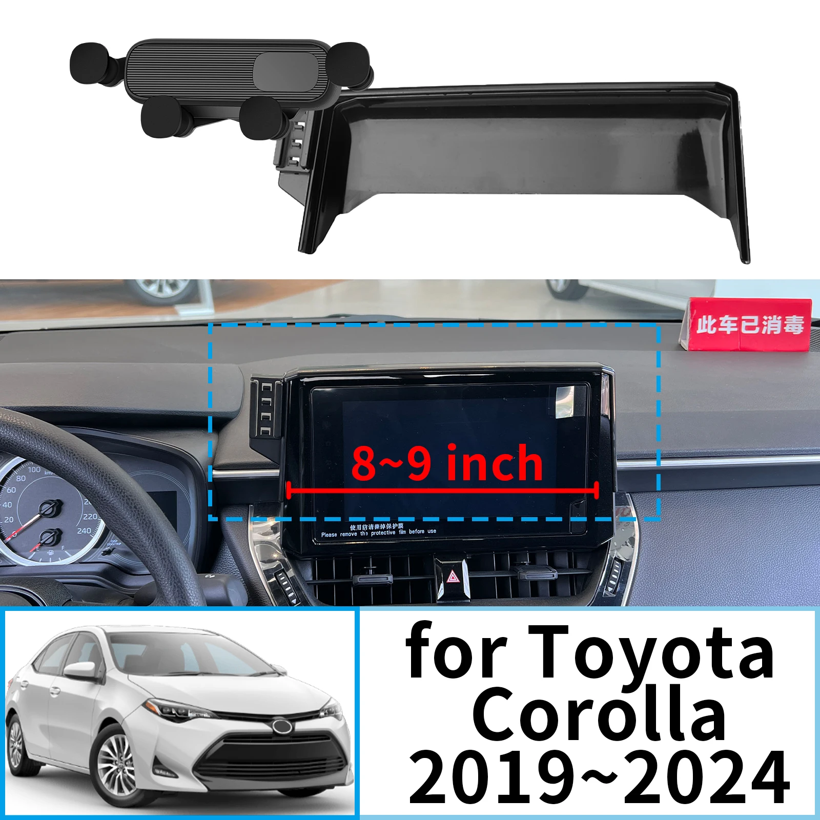 Uchwyt na telefon z klipsem, stabilny, pasujący do Toyota Corolla E210 2019 2020-2024, 8/9 cali Podstawa… Uchwyt na telefon z klipsem, stabilny, pasujący do Toyota Corolla E210 2019 2020-2024, 8/9 cali Podstawa…