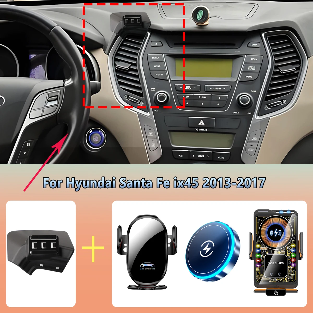 Uchwyt samochodowy na telefon do kratki wentylacyjnej Hyundai Santa Fe ix45 2013-2016 2017 z bezprzewodowym… Uchwyt samochodowy na telefon do kratki wentylacyjnej Hyundai Santa Fe ix45 2013-2016 2017 z bezprzewodowym…