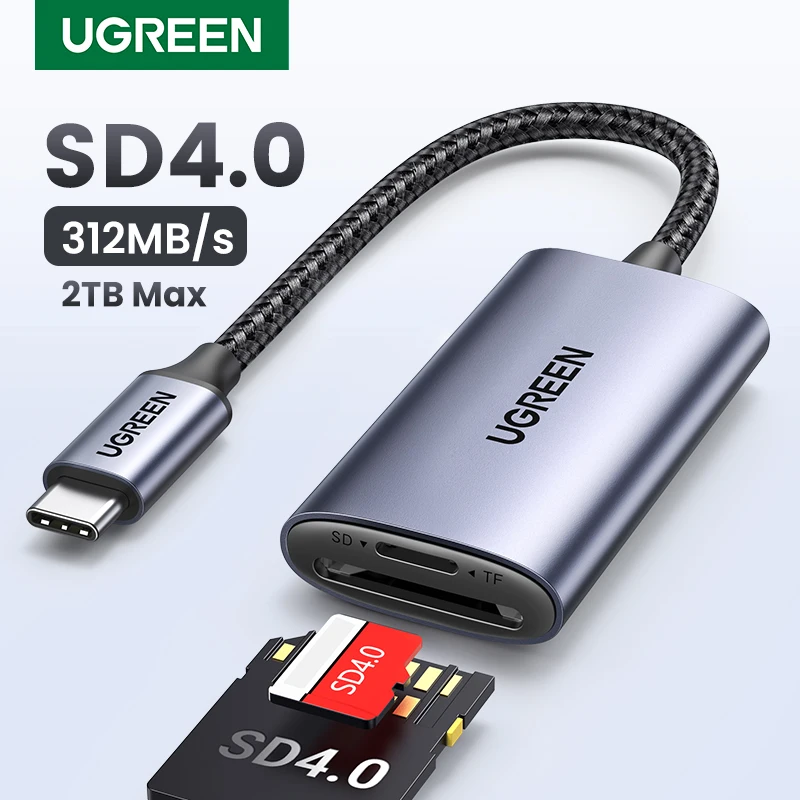 UGREEN Czytnik kart SD4.0 312 MB/s USB-C do SD MicroSD TF USB3.0 Adapter karty pamięci do MacBook Laptop PC… UGREEN Czytnik kart SD4.0 312 MB/s USB-C do SD MicroSD TF USB3.0 Adapter karty pamięci do MacBook Laptop PC…