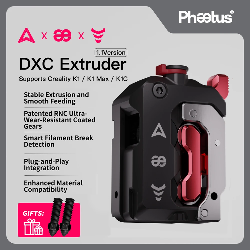 Ulepszony ekstruder Phaetus DXC V1.1, stabilna ekstruzja i płynne podawanie, zestaw ekstrudera do drukarek 3D…