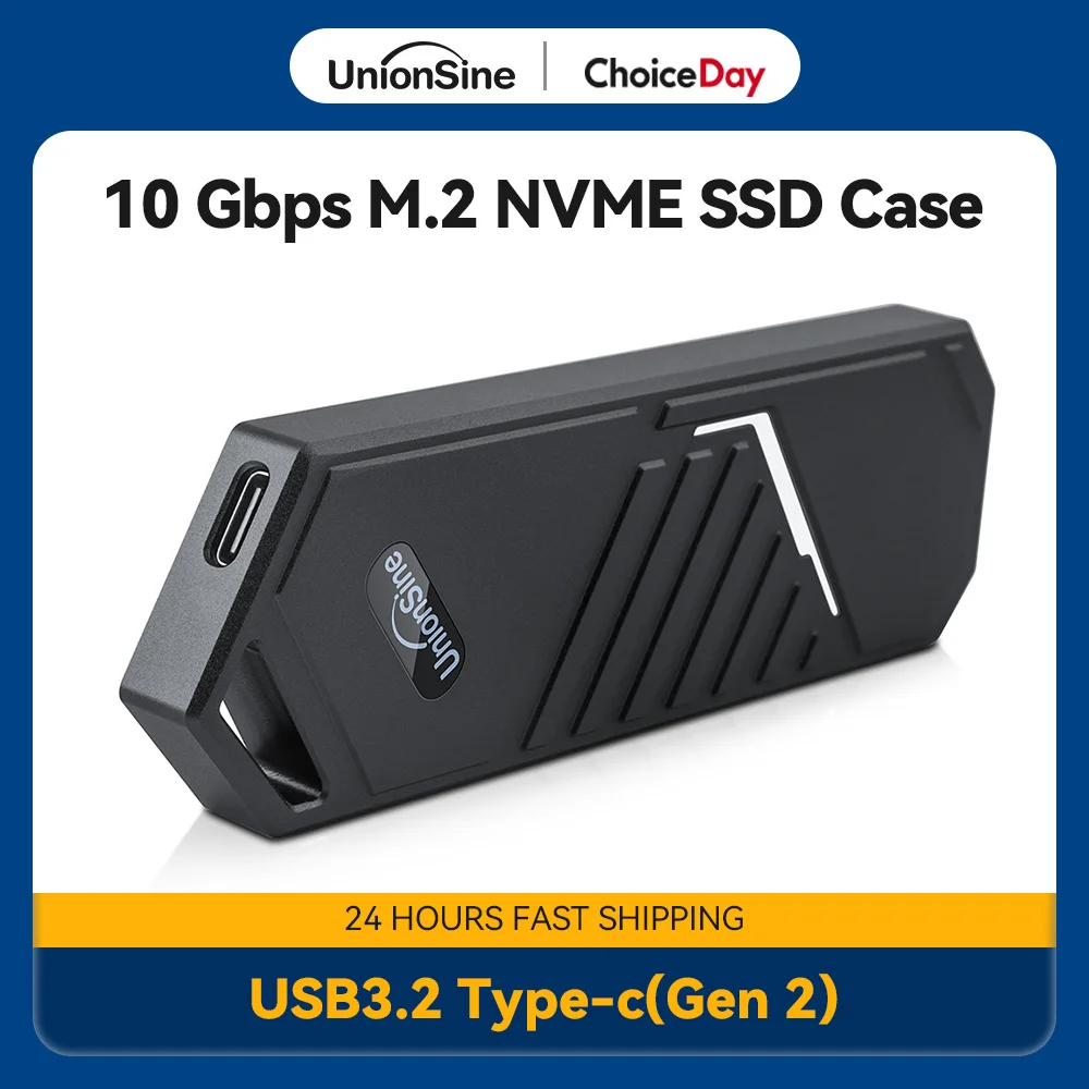 UnionSine M2 SSD Case NVMe USB 3.2 Type C Gen2 10Gbps Enclosure Aluminum Alloy M.2 NVMe Solid State Drive dla…
