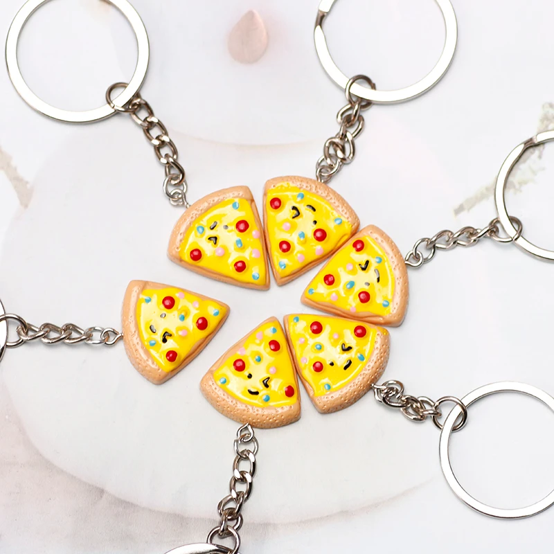 Unisex 6-częściowy brelok do kluczy Śliczny wisiorek ze stopu pizzy może być używany do plecaka Akcesoria do…