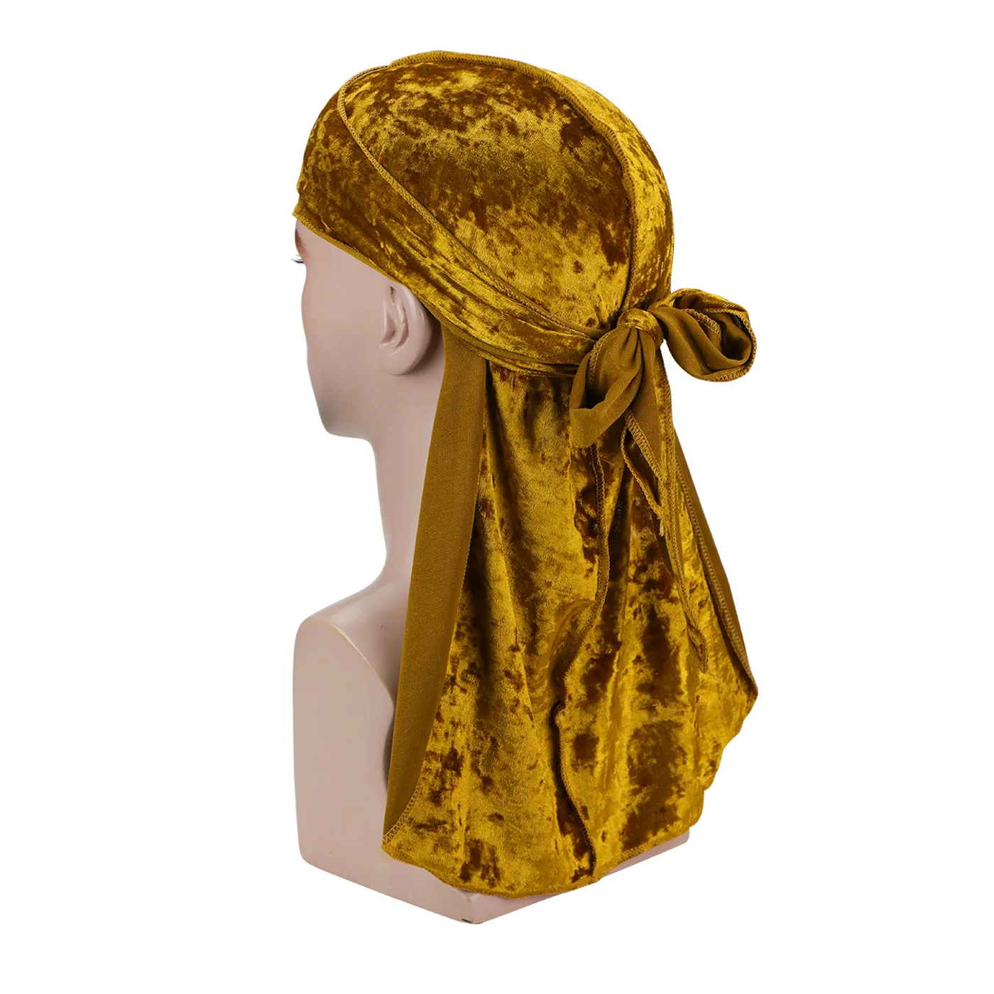 Unisex Diamond Velvet Durag Bandana For Men Long Tail Headwrap Wave Cap Stretch Men’s Doo Rag Turban Hat…