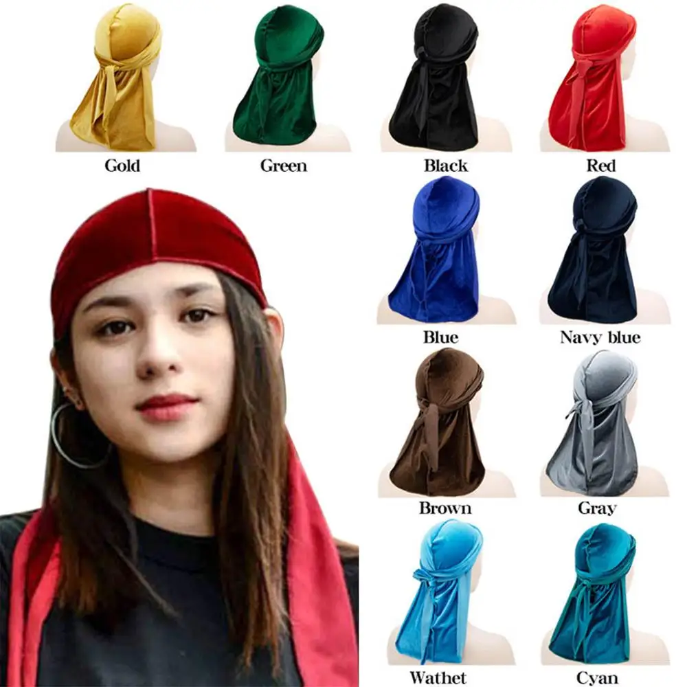 Unisex Kobiety Mężczyźni Velvet Durag Long Tail Headwrap Bandana Elastic Durags Wave Caps Męska czapka Doo Rag… Unisex Kobiety Mężczyźni Velvet Durag Long Tail Headwrap Bandana Elastic Durags Wave Caps Męska czapka Doo Rag…