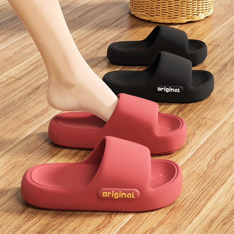 Unisex Letter Slippers Beach Slides Solid Color Mens Thick Sole Indoor Outdoor Bathroom Anti Slip Shoes Summer…