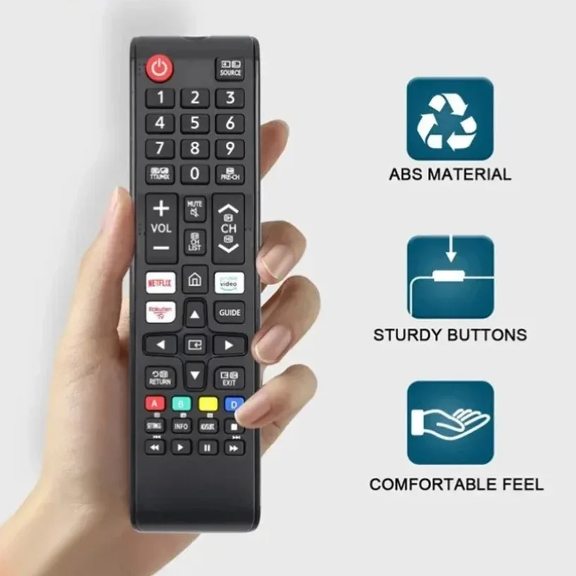 Uniwersalny pilot zamienny do telewizorów Samsung, pilot na podczerwień z przyciskami Netflix, Prime Video i…