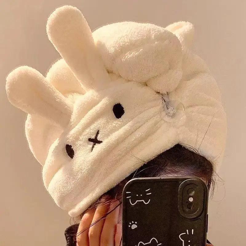 Urocza czapka do suszenia włosów z króliczkiem Miffy, chłonna, szybkoschnąca, ręcznik do szamponu, czapka do…