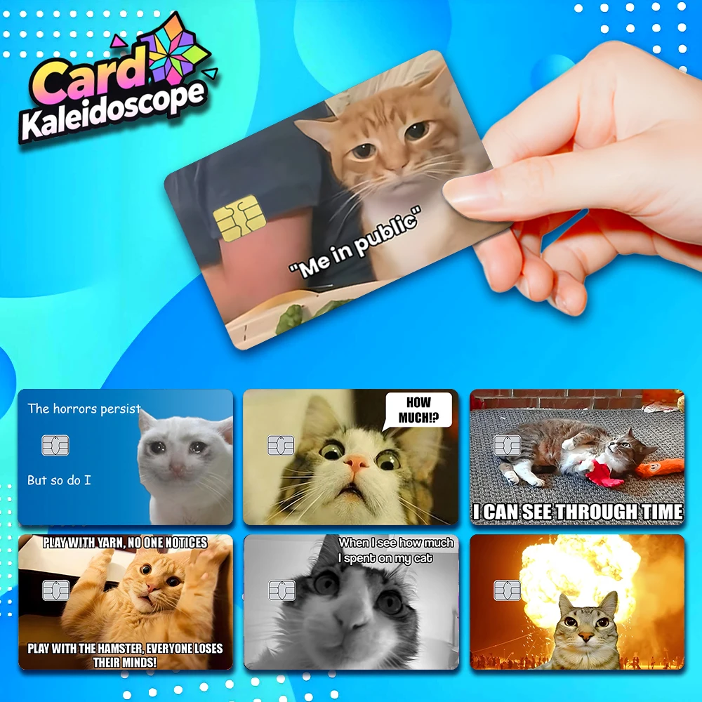 Urocza seria naklejek na karty kredytowe z motywem kocich memów, do ochrony i dekoracji kart VISA, JCB… Urocza seria naklejek na karty kredytowe z motywem kocich memów, do ochrony i dekoracji kart VISA, JCB…