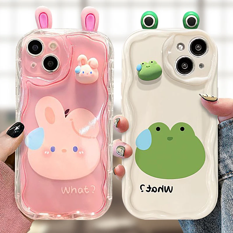 Urocze etui na telefon 3D Bear Rabbit Wave do iPhone 15 14 11 Pro Max 13 12 Mini XR XS X 8 7 6 6S Plus SE 2020… Urocze etui na telefon 3D Bear Rabbit Wave do iPhone 15 14 11 Pro Max 13 12 Mini XR XS X 8 7 6 6S Plus SE 2020…