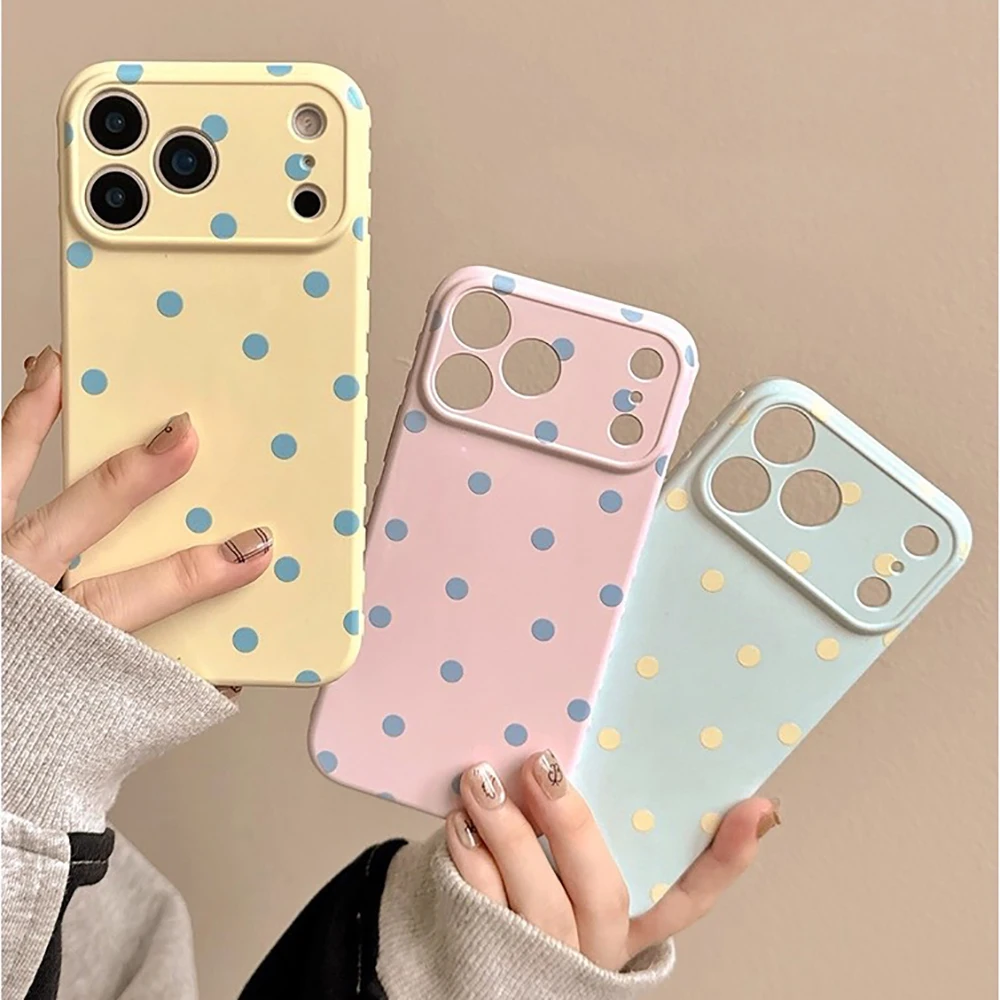 Urocze etui na telefon w kropki, miękkie, do iPhone’a 14 16 15 17 Pro Max 13, koreański cukierkowy róż…