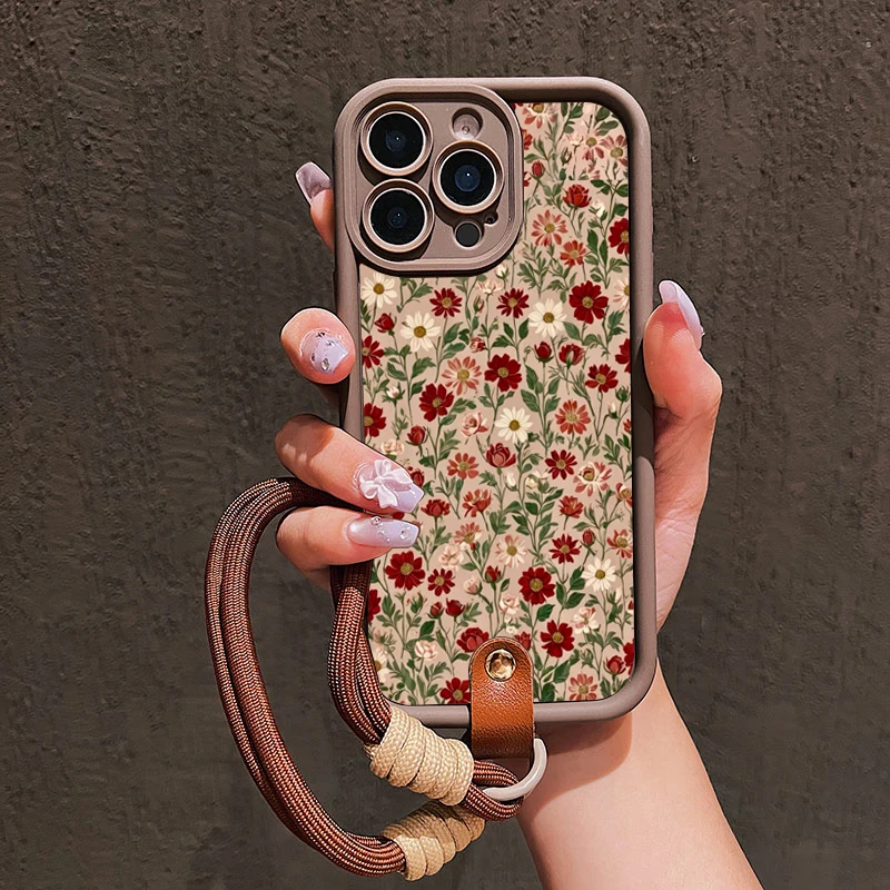 Urocze etui na telefon z silikonową miękką osłoną, z motywem kwiatowym, z paskiem na szyjkę do zawieszania, do… Urocze etui na telefon z silikonową miękką osłoną, z motywem kwiatowym, z paskiem na szyjkę do zawieszania, do…