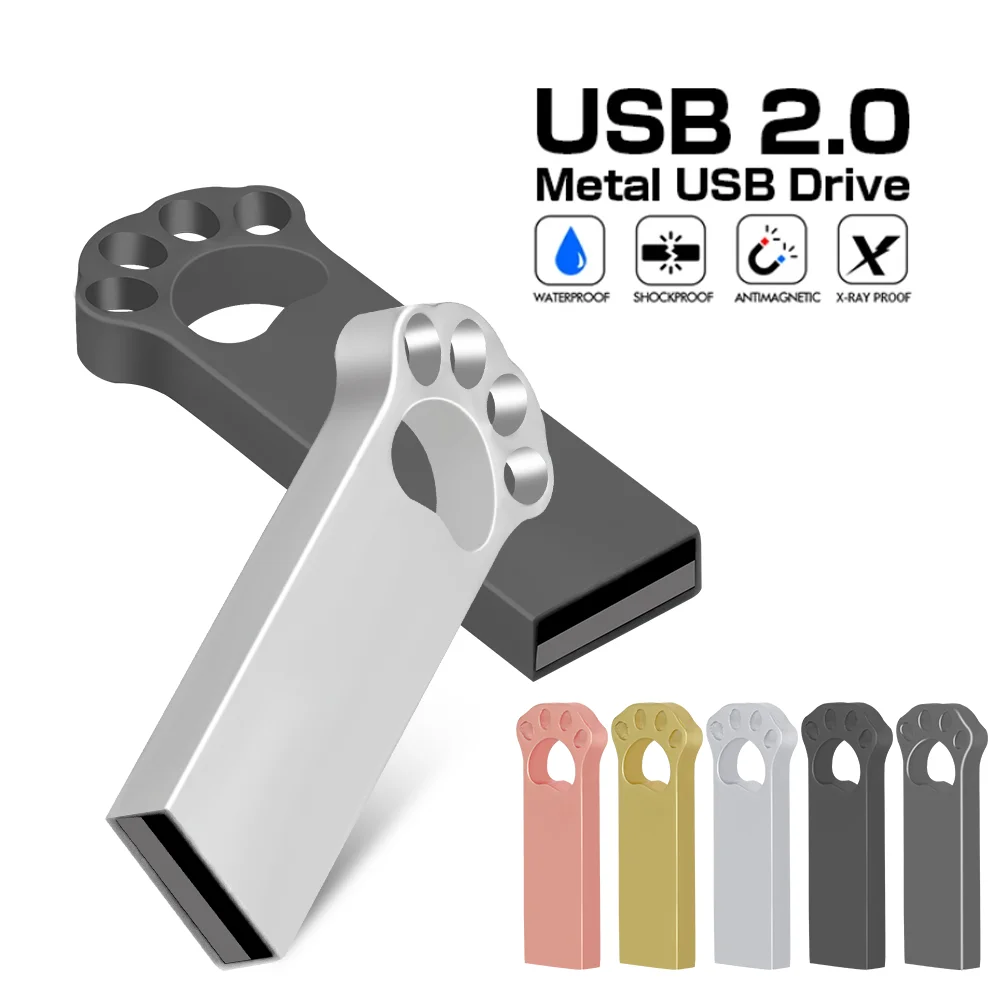 Uroczy metalowy pendrive USB 2.0 w kształcie kociej łapki, 4GB 8GB 16GB 32GB 64GB, szybki pamięć USB, prezent…