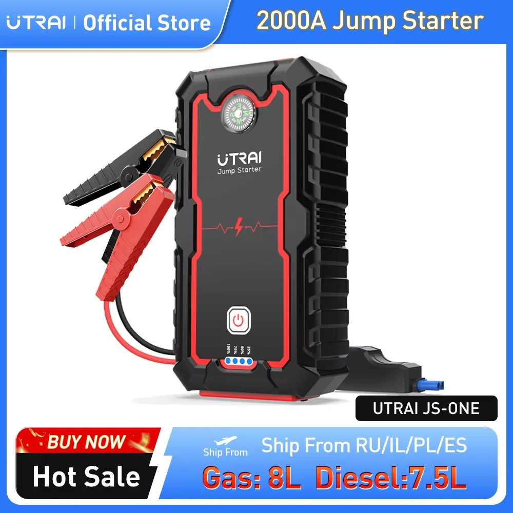 UTRAI Power Bank 2000A urządzenie do awaryjnego uruchamiania przenośna ładowarka Starter skoku samochodowego… UTRAI Power Bank 2000A urządzenie do awaryjnego uruchamiania przenośna ładowarka Starter skoku samochodowego…