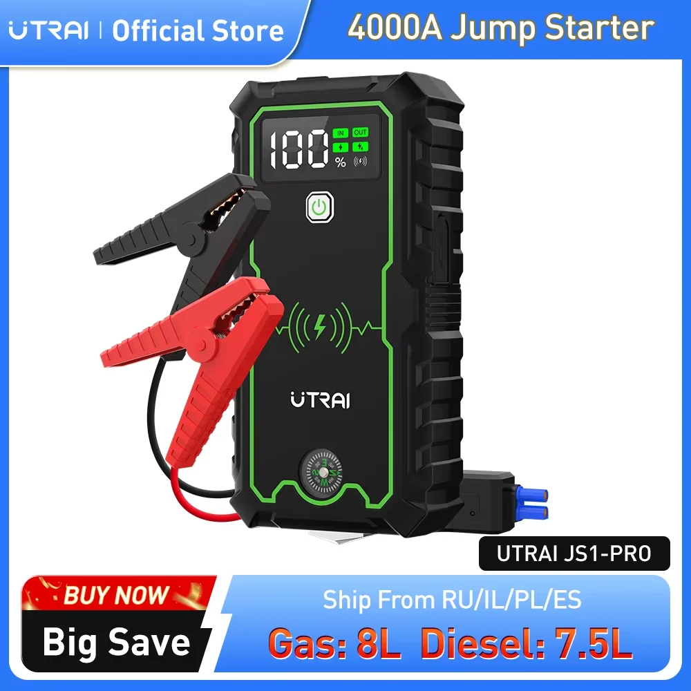 UTRAI Power Bank 4000A urządzenie do awaryjnego uruchamiania przenośna ładowarka Starter skoku samochodowego… UTRAI Power Bank 4000A urządzenie do awaryjnego uruchamiania przenośna ładowarka Starter skoku samochodowego…
