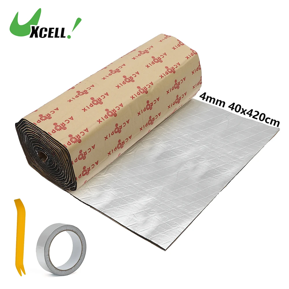 UXCELL 4mm 18sqft 40x420cm tłumiąca dźwięk samochodowa folia aluminiowa pianka podkładka tłumiąca ciepło…