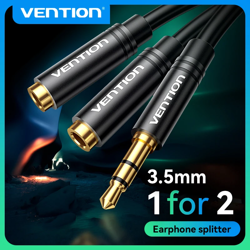 Vention Aux Kabel 3 5 Jack Kabel Rozgałęźnik słuchawkowy Rozgałęźnik audio Jack 3,5 Kabel męski na żeński… Vention Aux Kabel 3 5 Jack Kabel Rozgałęźnik słuchawkowy Rozgałęźnik audio Jack 3,5 Kabel męski na żeński…