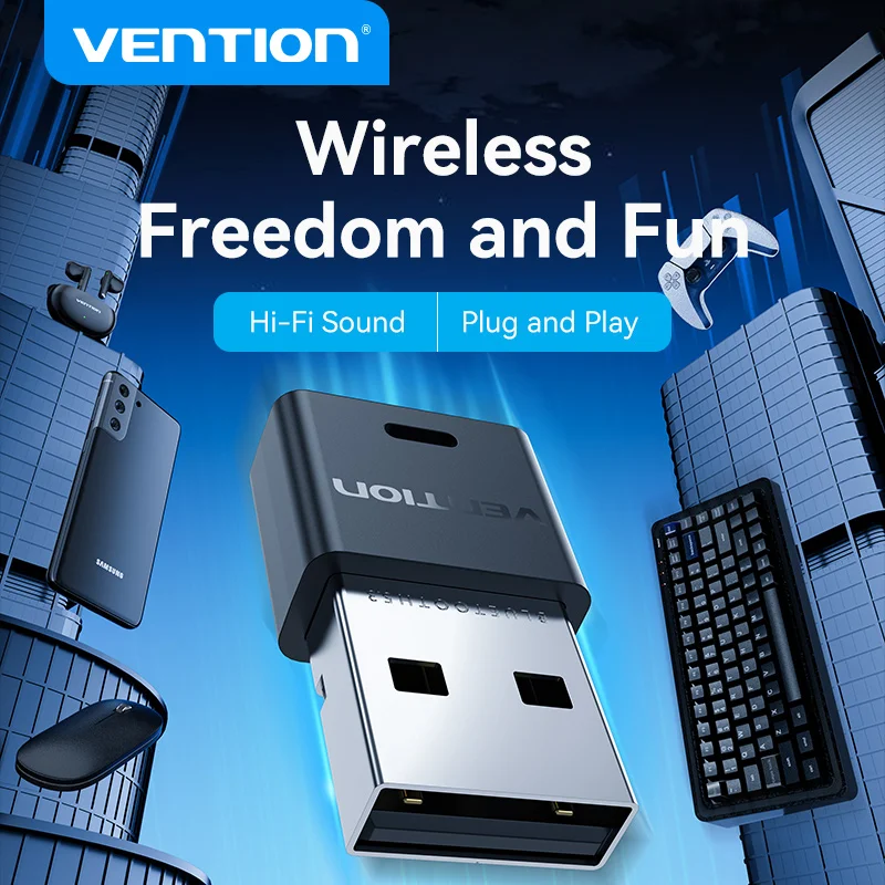 Vention USB Bluetooth 5.0 5.3 Adapter Dongle do Airpods PC Drukarka Głośnik Mysz Odbiornik muzyczny Nadajnik… Vention USB Bluetooth 5.0 5.3 Adapter Dongle do Airpods PC Drukarka Głośnik Mysz Odbiornik muzyczny Nadajnik…