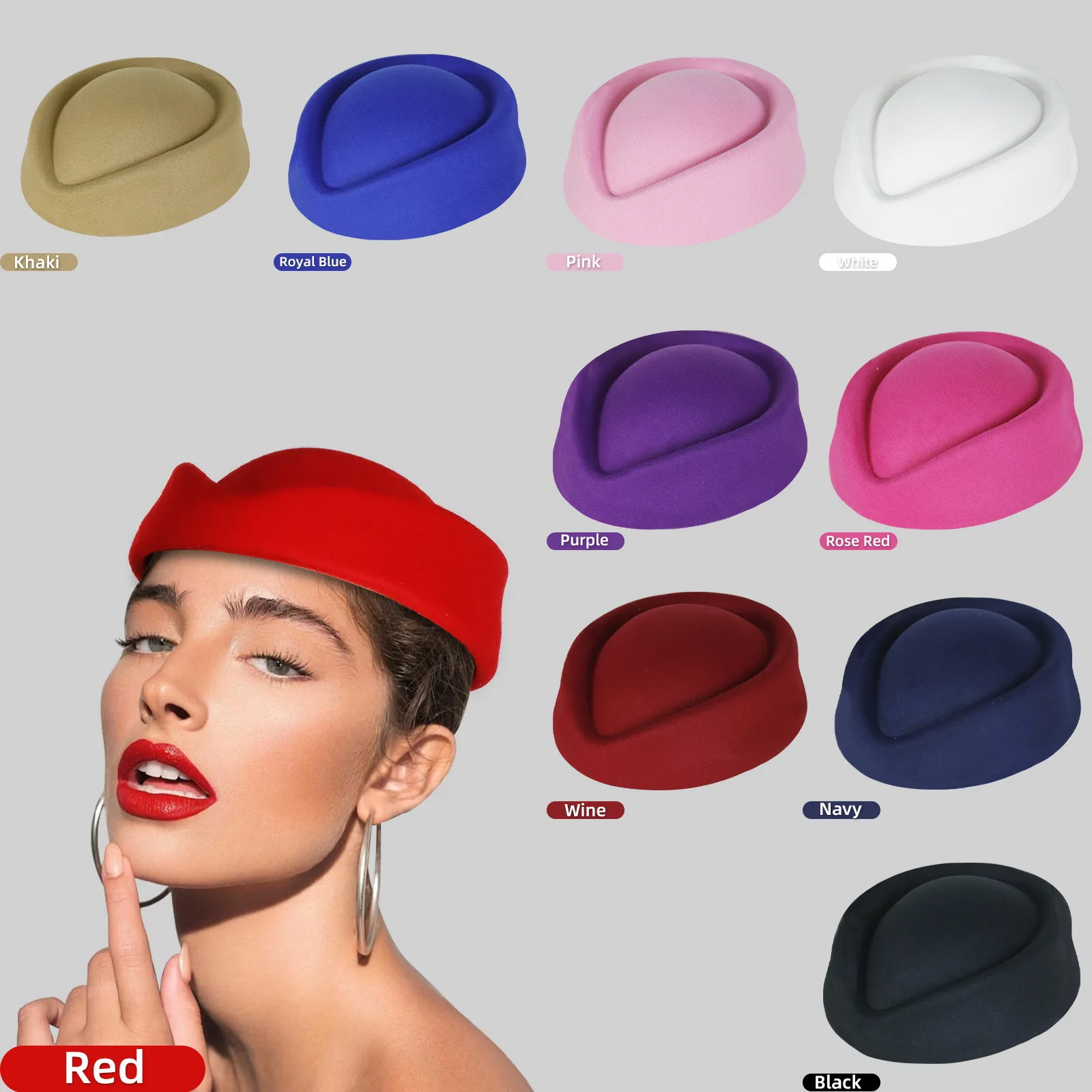 Vintage filcowy turban kapelusz dla kobiet Church Derby Fascinator Lady Beret czapki lotnicza stewardesa… Vintage filcowy turban kapelusz dla kobiet Church Derby Fascinator Lady Beret czapki lotnicza stewardesa…