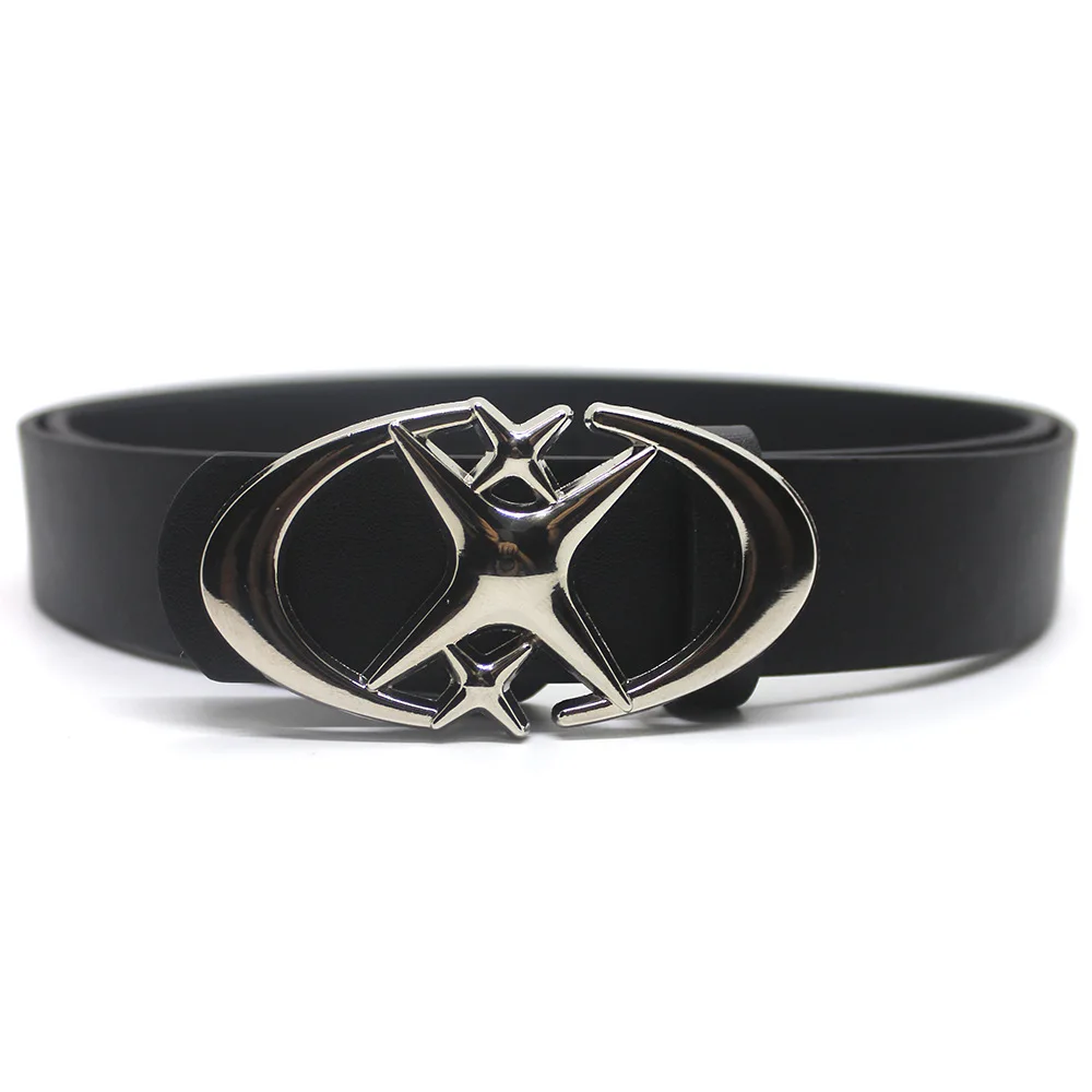 Vintage Mężczyźni Kobiety Punk Cross Star Buckle Belt Design Metal Gothic Y2k Belt Pu Leather Waistband Jeans…