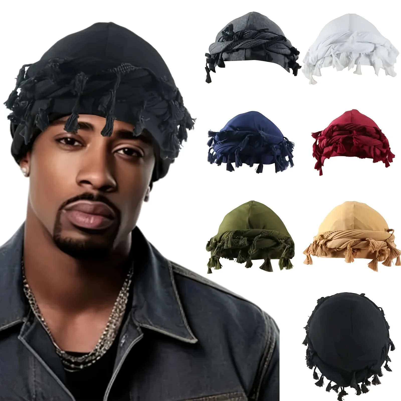 Vintage Twist Turban Head Wraps dla mężczyzn Stretch Modal And Satin Turban Scarf Tie for Hair Drawstring…