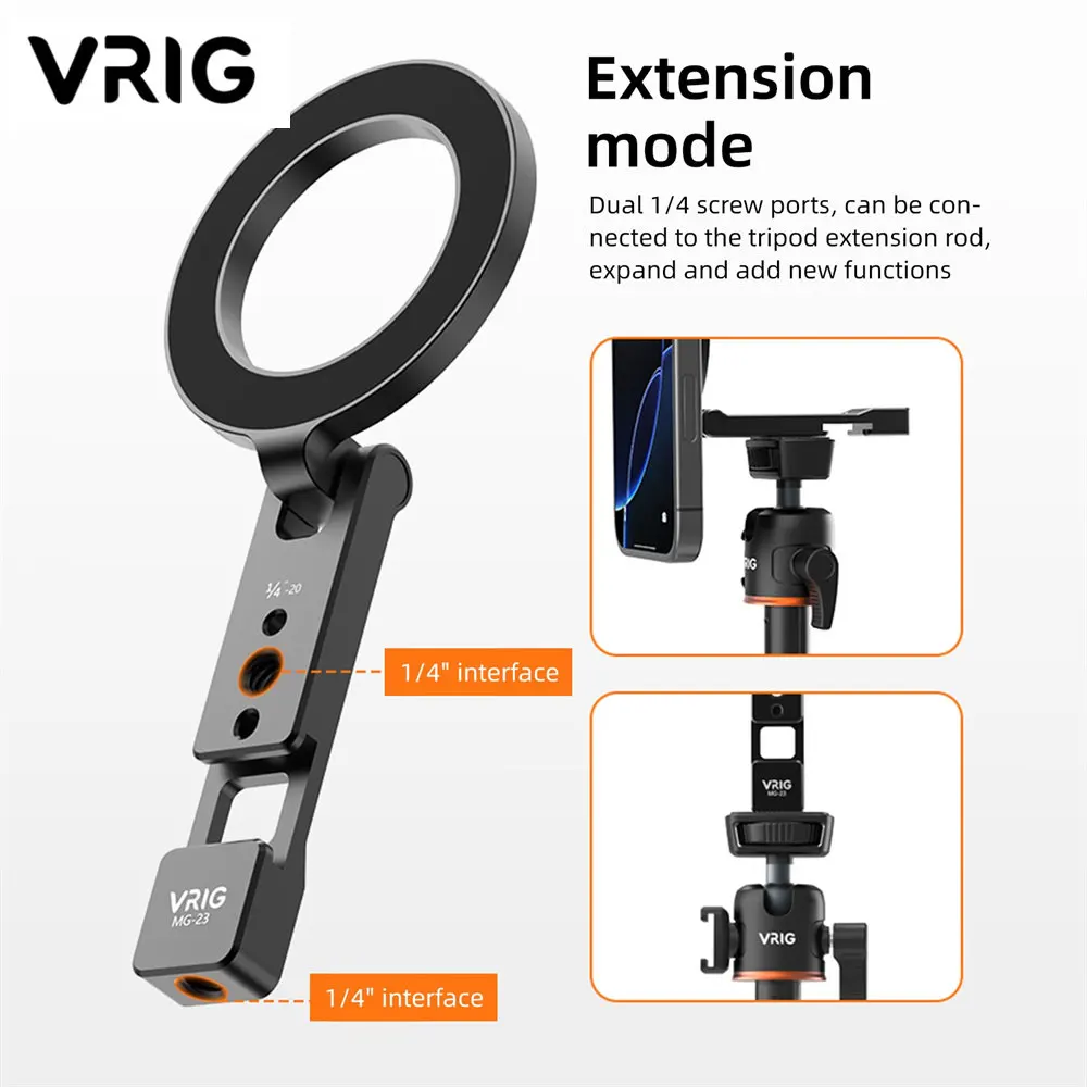 VRIG Magnetyczny uchwyt na telefon Stojak MagSafe Cold Shoe Tripod Mount z 1/4 śrubą do iPhone’a Android Phone… VRIG Magnetyczny uchwyt na telefon Stojak MagSafe Cold Shoe Tripod Mount z 1/4 śrubą do iPhone’a Android Phone…