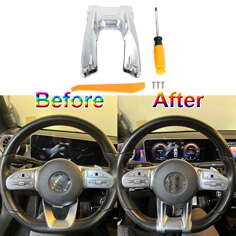 W/Logo Car Steering Flat Wheel Lower Trim Cover ABS Dla Mercedes Benz AMG W177 B W247 C W205 E W213 G W463 GLS…