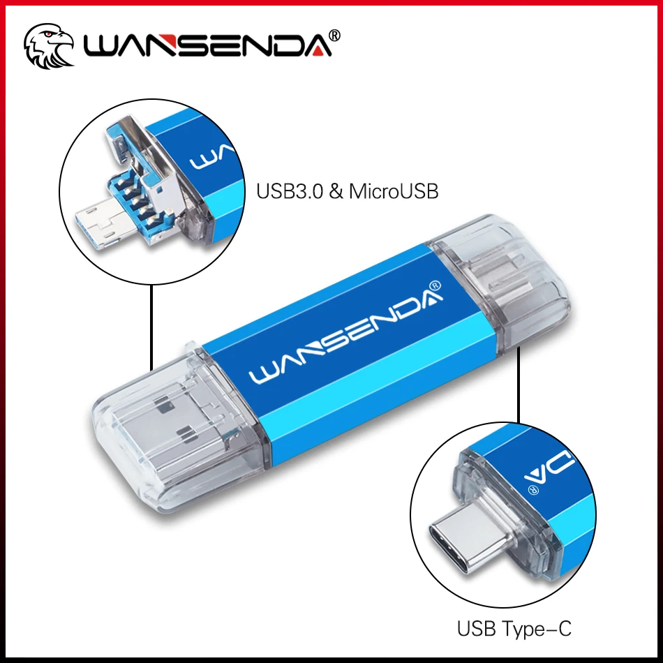 WANSENDA 3 w 1 OTG USB 3.0 Pendrive / USB TYPE C / Micro USB Pamięć USB 32GB 64GB 128GB 256GB 512GB WANSENDA 3 w 1 OTG USB 3.0 Pendrive / USB TYPE C / Micro USB Pamięć USB 32GB 64GB 128GB 256GB 512GB