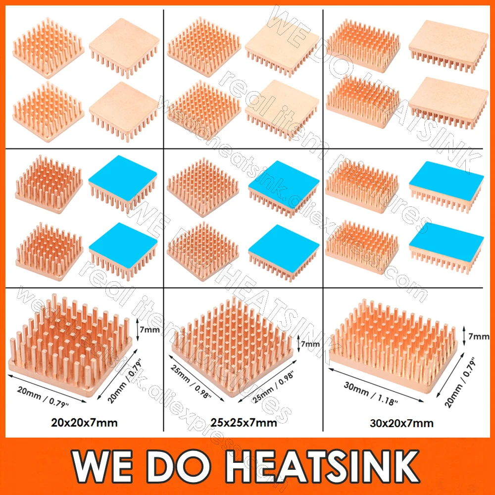 WE DO HEATSINK 20x20x7mm 25x25x7mm 30x20x7mm Radiator bez lub z podkładką termiczną, różne opcje rozmiaru…