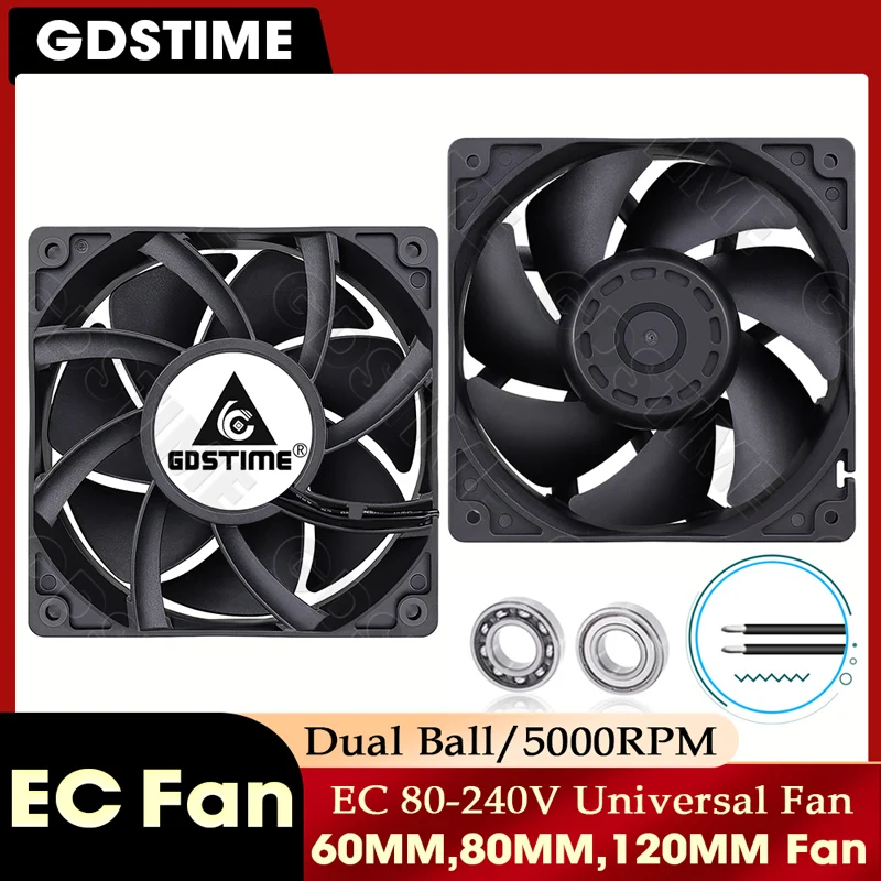 Wentylator Gdstime 230V 220V 240V, wentylator EC 60mm 80mm 120mm, wentylator do obudowy, wentylator osiowy z…