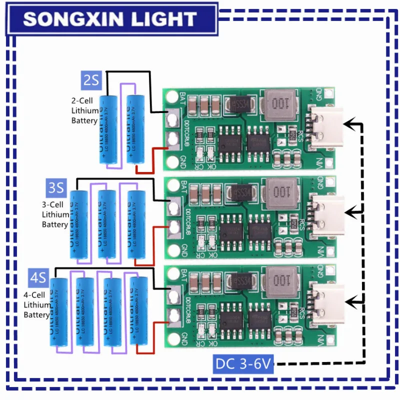 Wielokomórkowa ładowarka 2S 3S 4S Type-C do 8,4 V 12,6 V 16,8 V Step-Up Boost LiPo Polymer Li-Ion Ładowarka… Wielokomórkowa ładowarka 2S 3S 4S Type-C do 8,4 V 12,6 V 16,8 V Step-Up Boost LiPo Polymer Li-Ion Ładowarka…