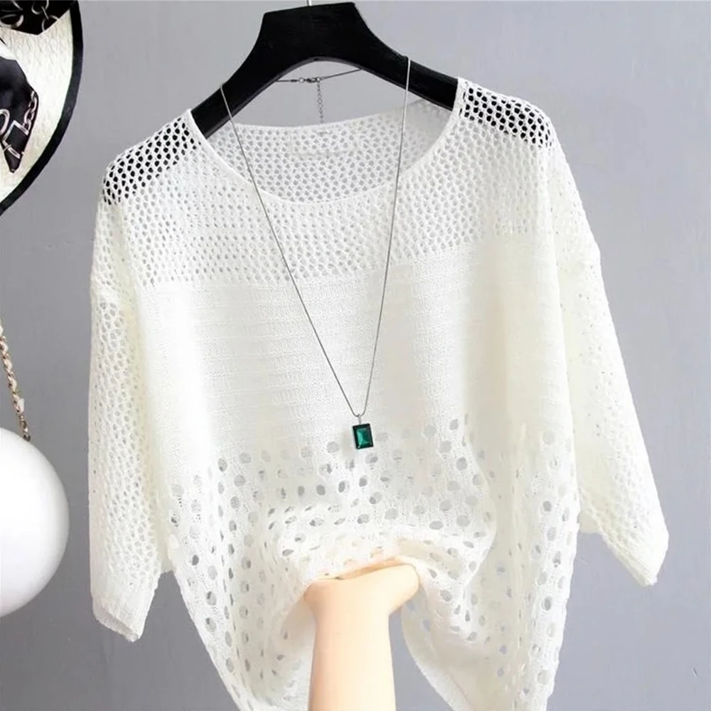 Wiosenna i letnia nowa kamizelka z dzianiny lodowego jedwabiu Top Hollow Out cienka dolna chusta Streetwear…