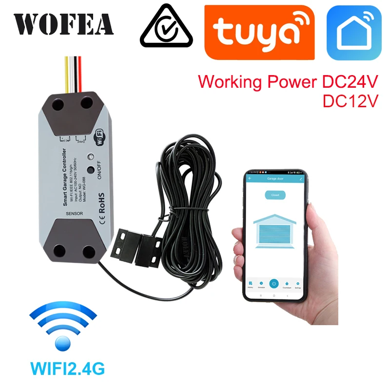 Wofea WiFi inteligentny kontroler otwierania drzwi garażowych DC12 DC24V Wrok z aplikacją Alexa i Google Home… Wofea WiFi inteligentny kontroler otwierania drzwi garażowych DC12 DC24V Wrok z aplikacją Alexa i Google Home…