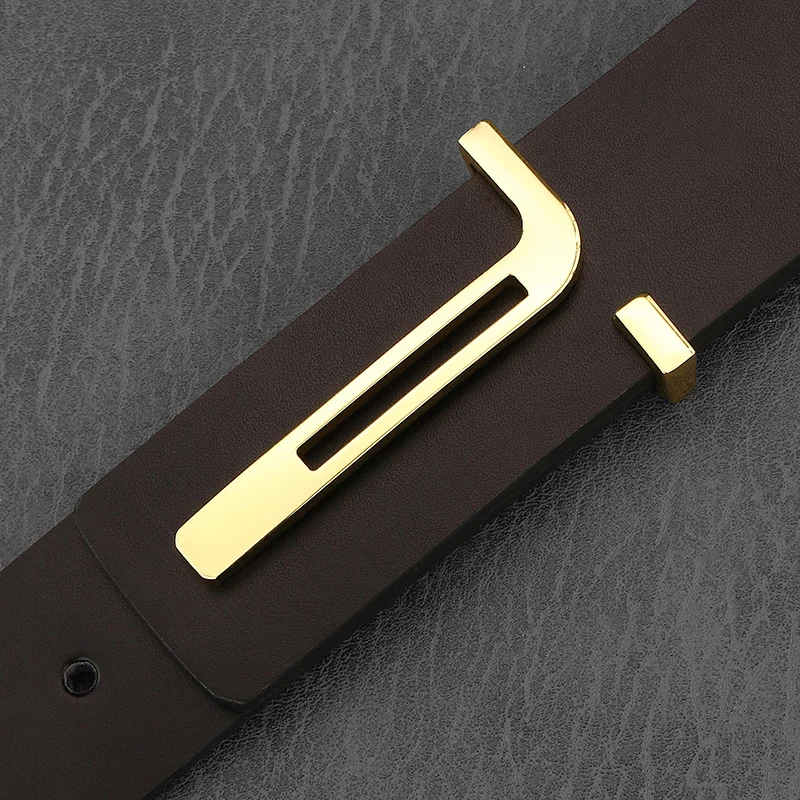 Wysokiej jakości pasek męski z gładką klamrą Modny pasek dla młodych mężczyzn Casual Cowhide Ceinture Homme