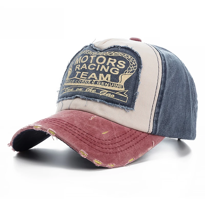 Wysokiej jakości sprana bawełniana czapka baseballowa z efektem zniszczenia, typu snapback, hip-hopowa czapka… Wysokiej jakości sprana bawełniana czapka baseballowa z efektem zniszczenia, typu snapback, hip-hopowa czapka…
