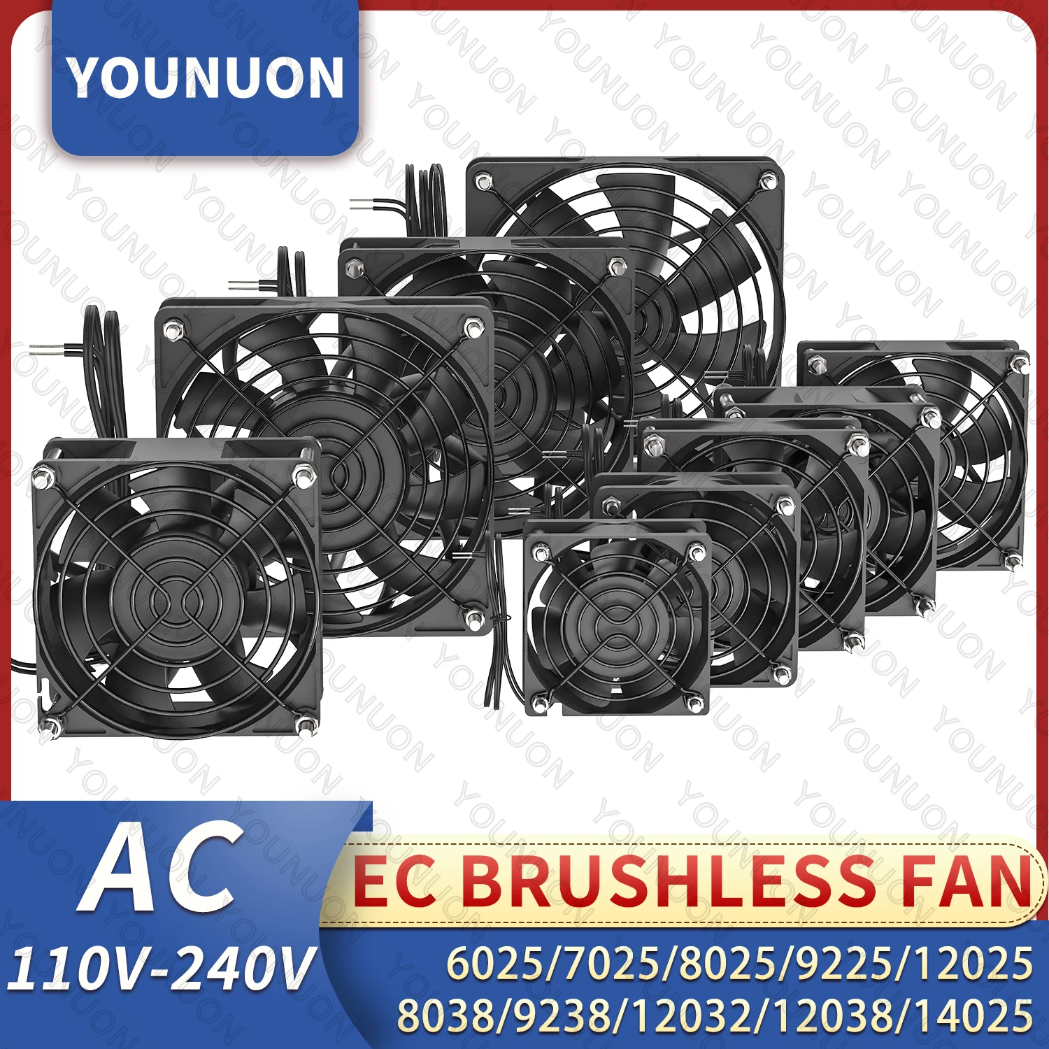 YOUNUON 60mm 80mm 90mm 120mm EC Wentylator bezszczotkowy AC 110V 115V 120V 220V 240V Wentylator osiowy ze…