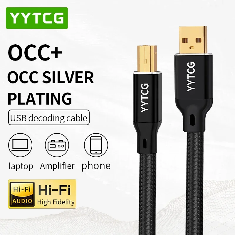 YYTCG Hifi USB Cable DAC A-B C-B C-C Digital AB Audio High Quality OCC Silver Plating Type A to Type B Hifi…