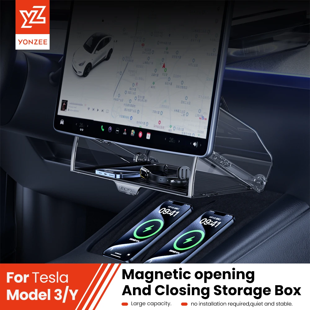 YZ Do Nowego Tesla Highland Model 3 Y Taca Żurawinowa Magnetyczna Pod Ekran Składany Schowek Pudełko ETC…
