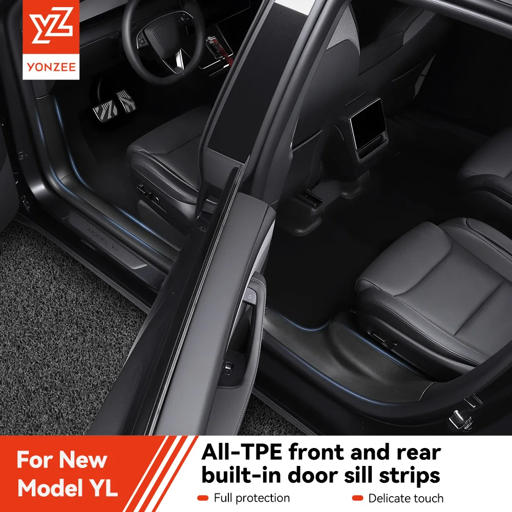YZ Do Tesla Model YL 2026 TPE Przednie Tylne Progi Drzwiowe Ochraniacze Słupków A-B Listwy Ochronne Przed…
