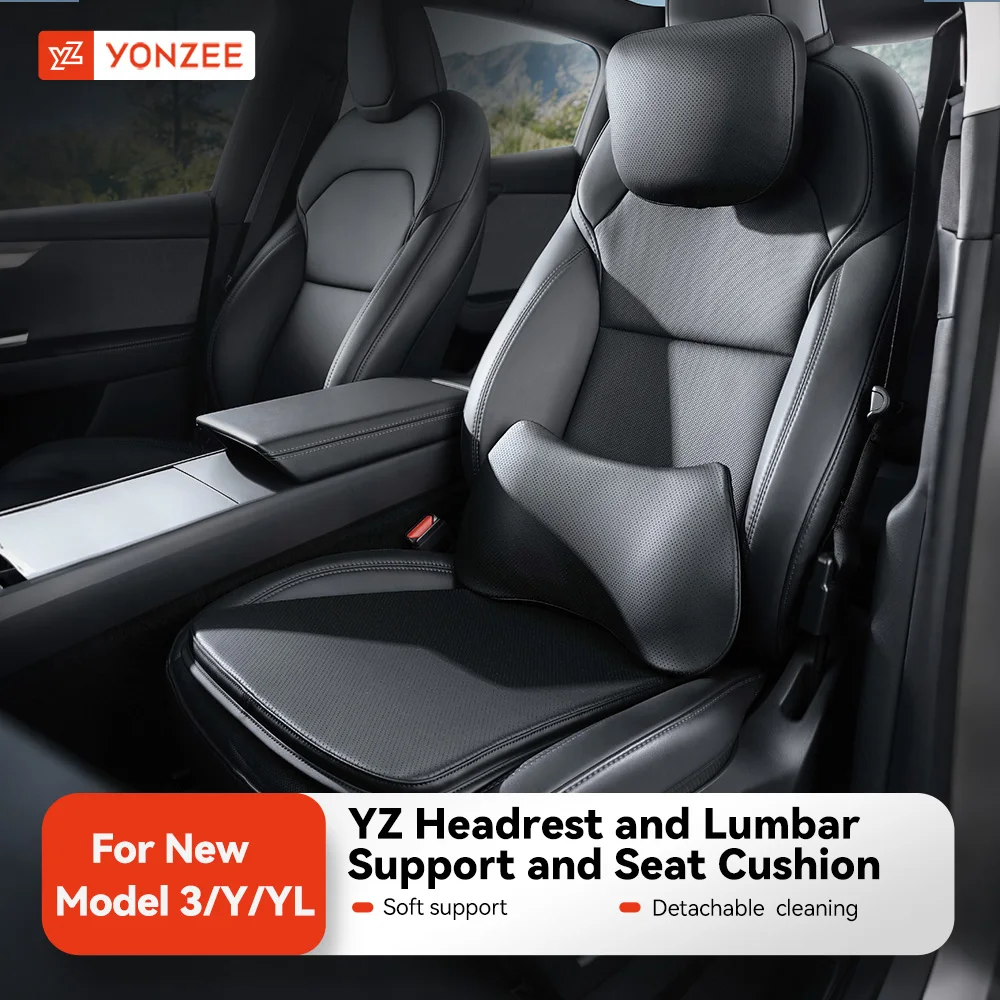 YZ Poduszka Pod Szyję i Podparcie Lędźwiowe z Pianki Memory do Tesla Model 3 Y YL Juniper Highland…