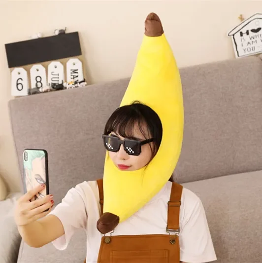 Zabawny kostium na imprezę bananową Kapelusz Ciepła czapka Cosplay Cartoon Pluszowe nakrycia głowy Nakrycia…