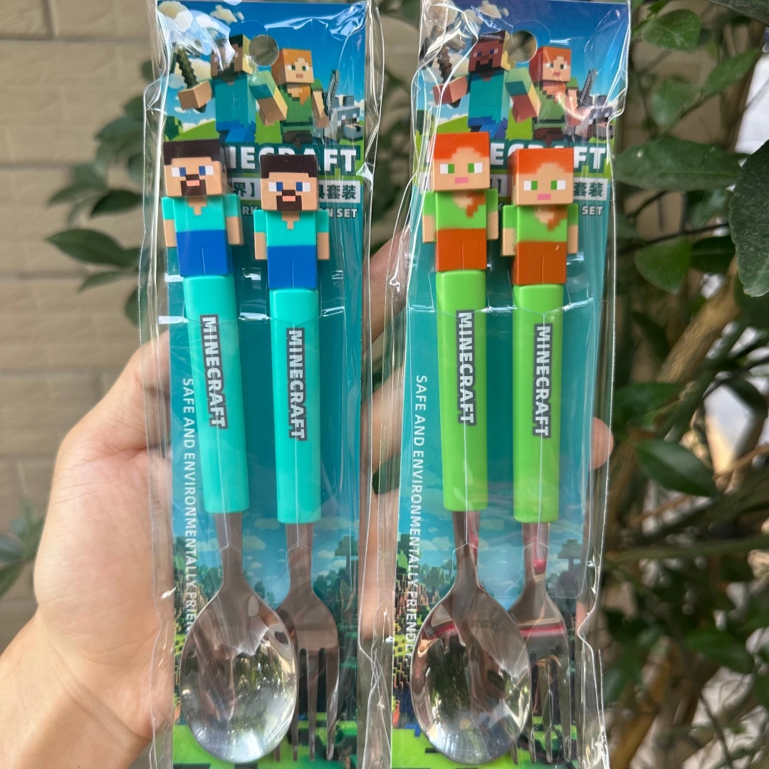 Zabawny zestaw sztućców dla dzieci z motywem Minecraft, uchwyt z ABS, stal nierdzewna, dwuczęściowy zestaw… Zabawny zestaw sztućców dla dzieci z motywem Minecraft, uchwyt z ABS, stal nierdzewna, dwuczęściowy zestaw…