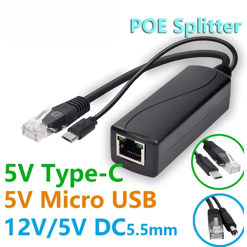 Zasilacz 48V na 5V 12V POE Splitter Micro USB Type C Barrel Jack do Hikvision Huawei Bobcat Raspberry Pi… Zasilacz 48V na 5V 12V POE Splitter Micro USB Type C Barrel Jack do Hikvision Huawei Bobcat Raspberry Pi…