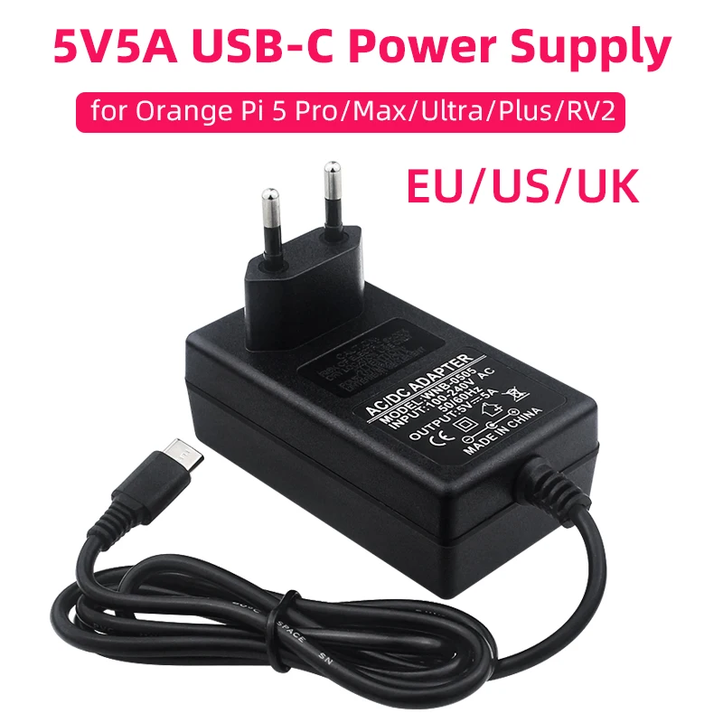 Zasilacz 5V 5A dla Orange Pi 5 Pro / Max / Ultra / Plus / 4A / RV/ RV2 Port USB Type-C Wtyczka EU US UK…